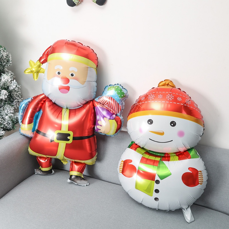 Balon Foil Desain Kartun Santa Claus Snowman Pohon Natal Ukuran Besar Untuk Dekorasi Pesta