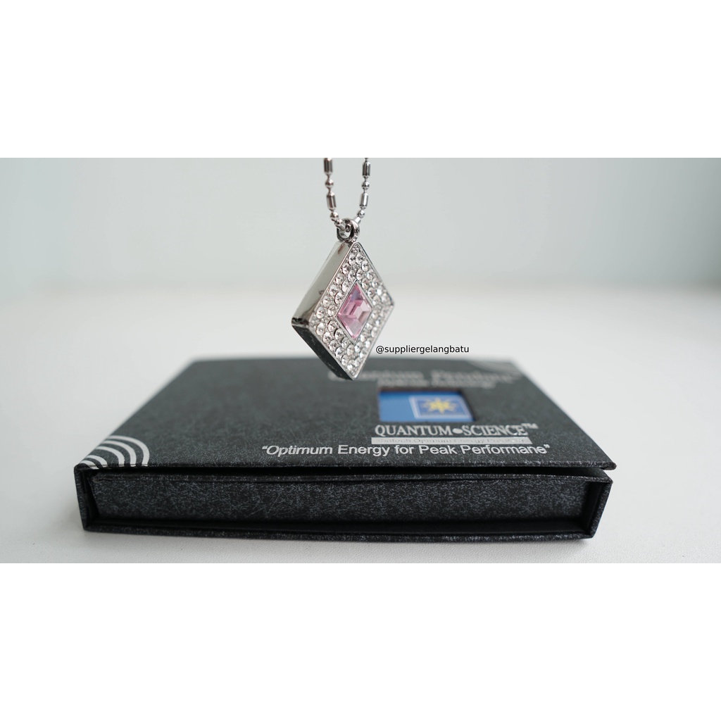 kotak swarovski PINK safir Kalung quantum Pendant Permata sapphire