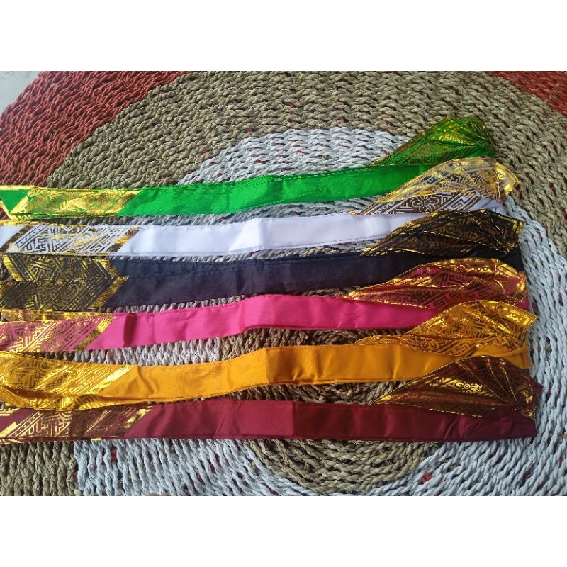 Udeng Bali Ikat Lembaran Warna Putih Hitam Kuning Biru Hijau Cream Merah Marron Setengah Jadi Ikat K