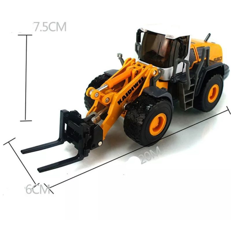 Miniatur Alat Berat KDW Forklift Loader Diecast Kaidiwei Skala 1:50