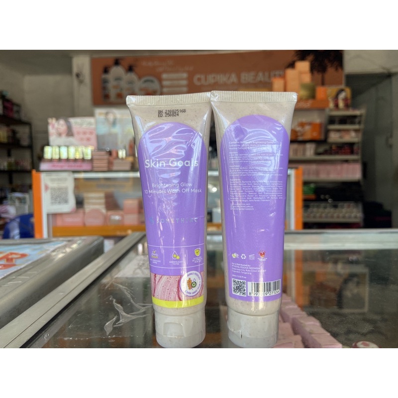 somethinc skin goals brightening glow 10 minutes wash off mask 60 gr -- masker wajah somethinc skin goals