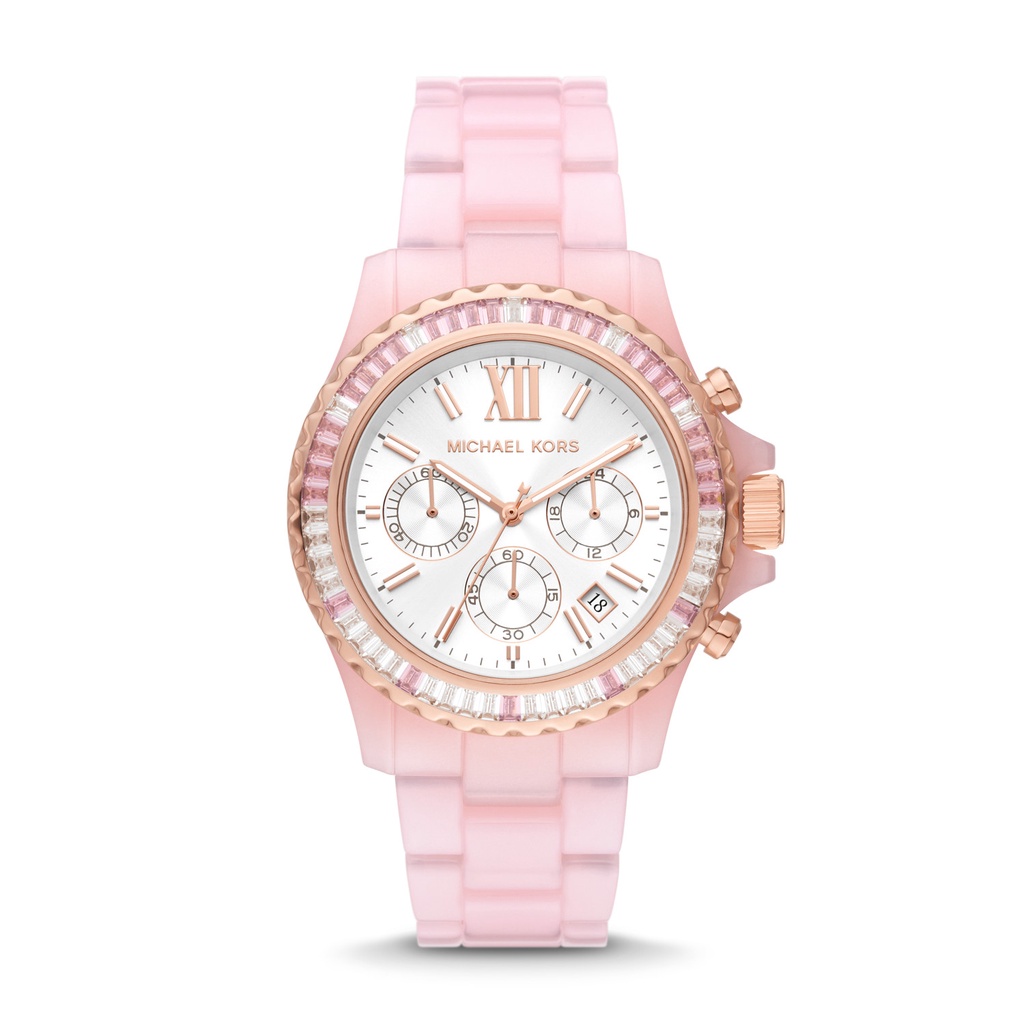 Michael Kors Everest Chrono Pink Acetate Jam Wanita - MK7240