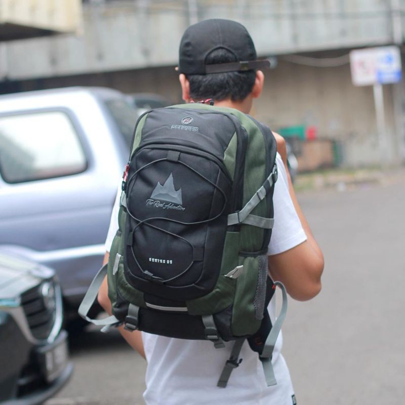 AUTHENTIC Tas Ransel Pria Backpack Besar Free Bag Cover Tas Punggung Laptop Kerja Kuliah Sekolah