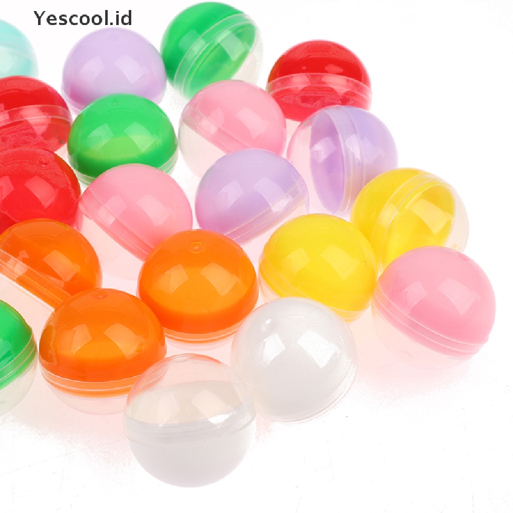 (Yescool) 100pcs / Set Mainan Kapsul Vending Kosong Bahan Plastik Warna Transparan Untuk Anak