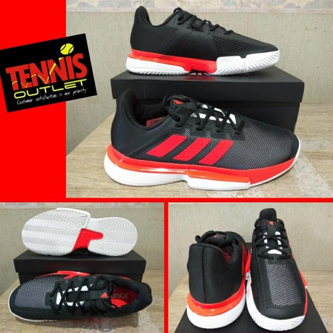 ```````] sepatu tenis adidas solematch bounce black red