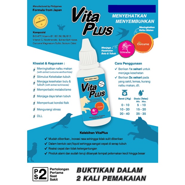 Vitaplus Vita Plus Multivitamin Kucing Anjing Kelinci 30ml