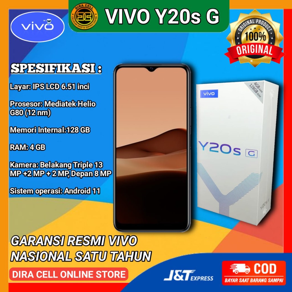 Hp hanphone handphone vivo Y20s G ram 4 rom 128 hape baru garansi resmi vivo 1 tahun nasional