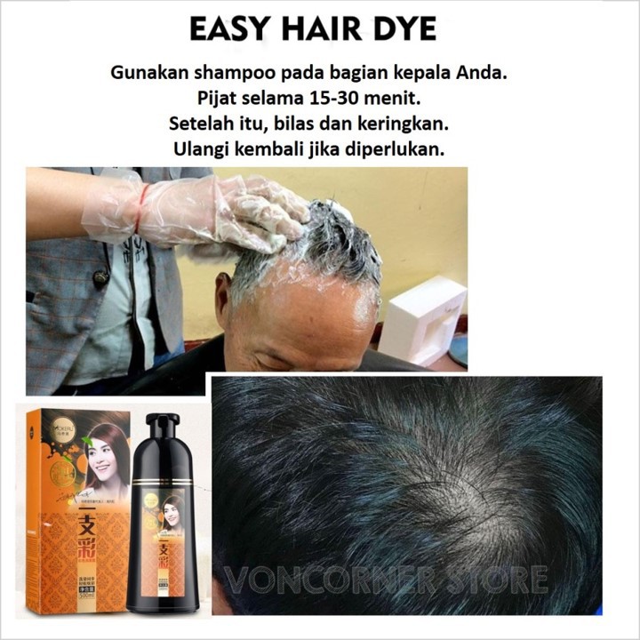 Mokeru Shampoo Semir Herbal Hair Shampoo Warna Pewarna Cat Rambut