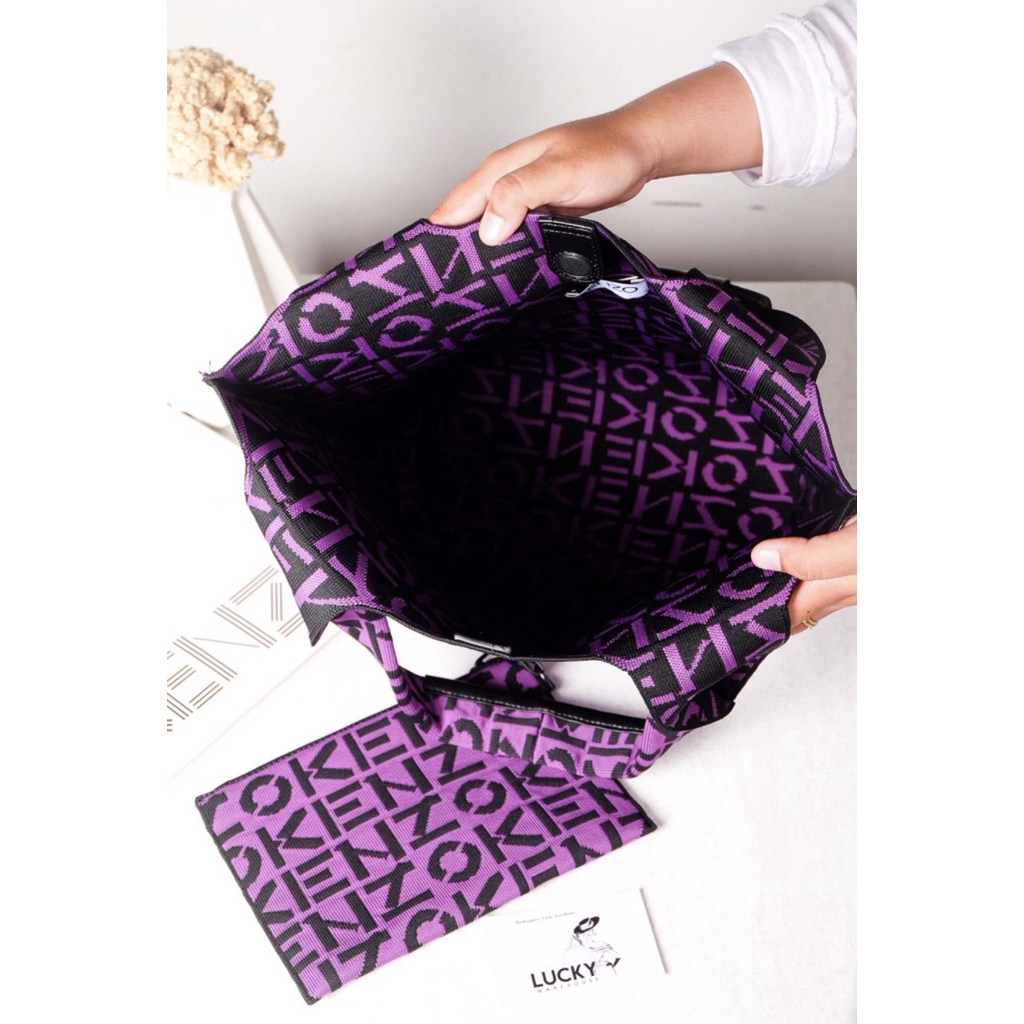 Kenzo Skuba Small Monogram Tote Bag In Purple - ORIGINAL 100%