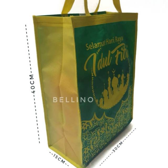 1 Buah Tas Hantaran Lebaran Goodie bag Idul Fitri Ukuran Besar 38x40cm dengan Alas Tapak Bawah