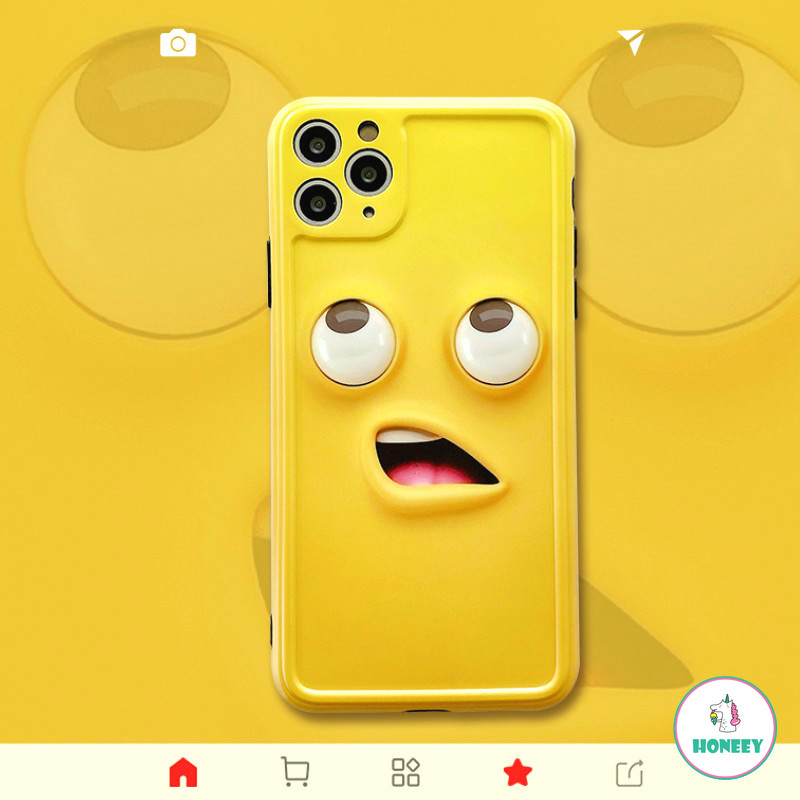 Funny Emoji Yellow Camera Lens Protector Soft IMD Case for