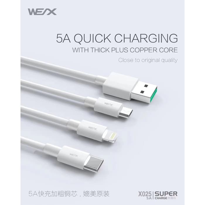 Kabel Data WEX X026 Super Fast Charging 5A iOS Lightning USB Pasarbb