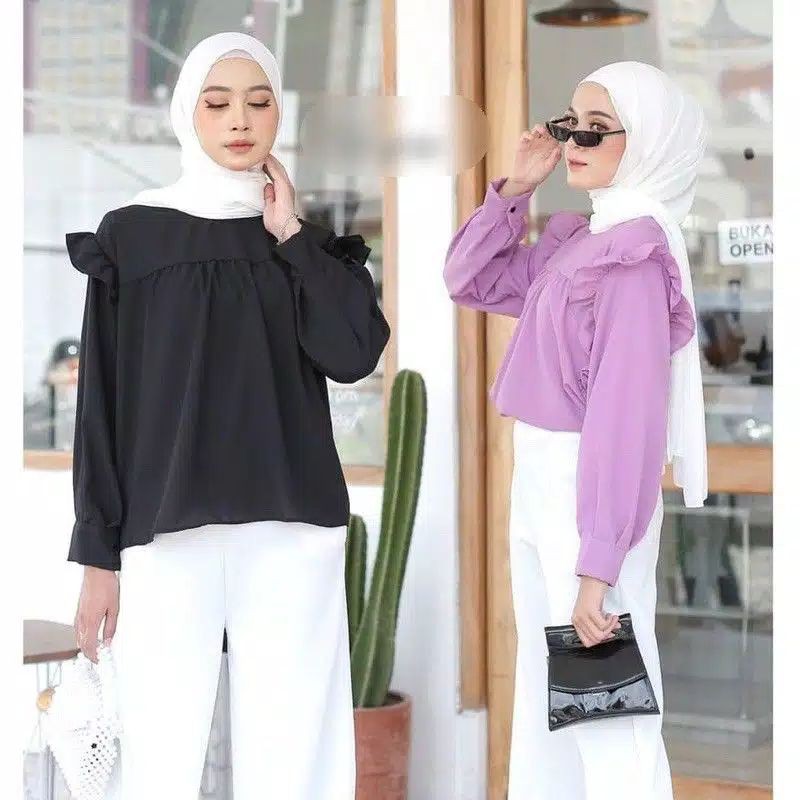 Blouse Plain Ruffle by Maliya Collection