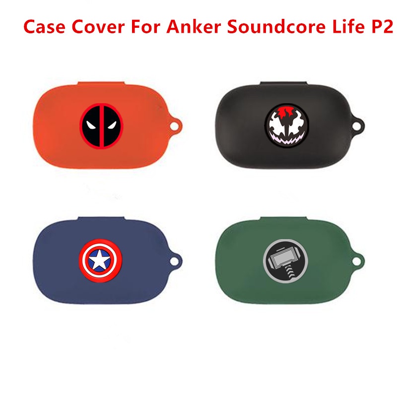 Case Silikon Motif Kartun Marvel Dengan Kait Untuk Earphone Bluetooth Anker Soundcore Life P2