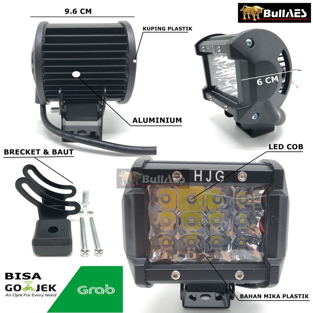 CREE WORK LIGHT 12 mata pendek 36 watt MERK HJG I CWL 12 MATA I lampu tembak led I lampu led tembak