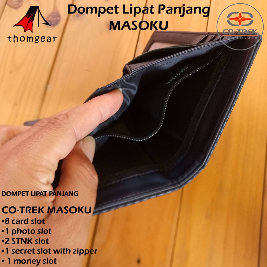 Thomgear Dompet Pria Lipat Panjang Co-Trek Adventure Masoku Dompet Outdoor Kulit