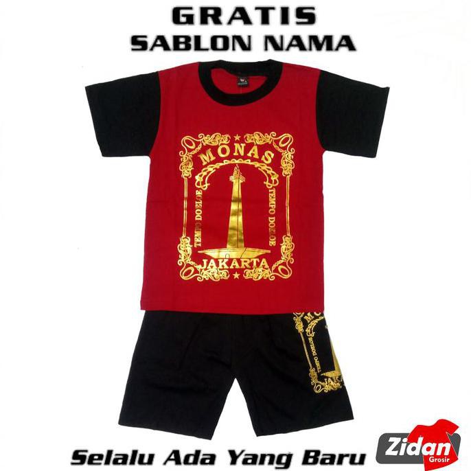 Baju Anak/Kaos Anak/Kaos Setelan Jakarta Monas Gratis Nama