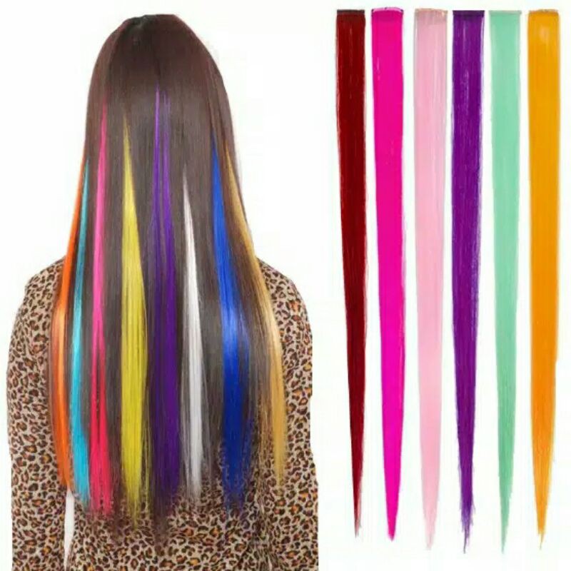 Individual hair clip / single hair clip / warna warni / rambut palsu / jepit rambut warna / pewarna