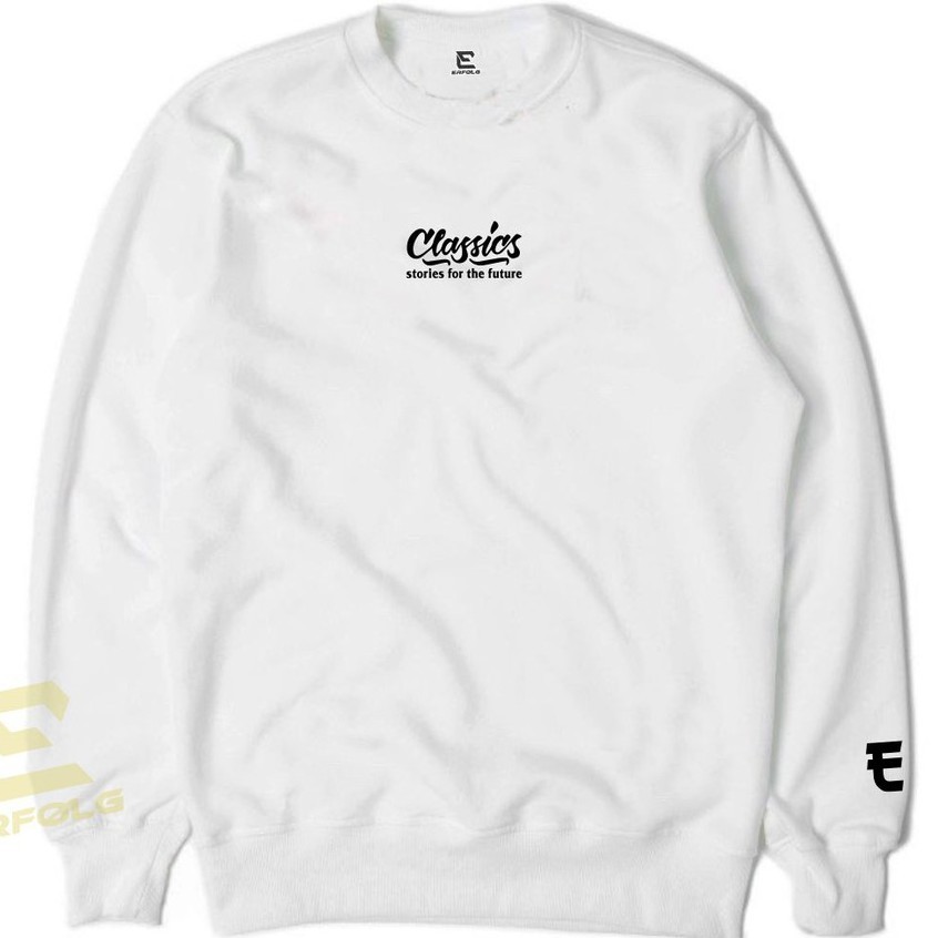 Sweater Putih Sweatshirt Crewneck Pria Basic Classic Black White Original Erfolg Clothing Suiter Creewneck Switer Crowneck Wanita Oblong Navy Sweeter Anime Jepang Distro Lokal Jumper Korean Style Premium Quality