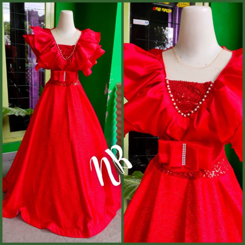 baju singer/baju penyanyi/dres singer/baju wedding/baju pesta/merah payet gaun