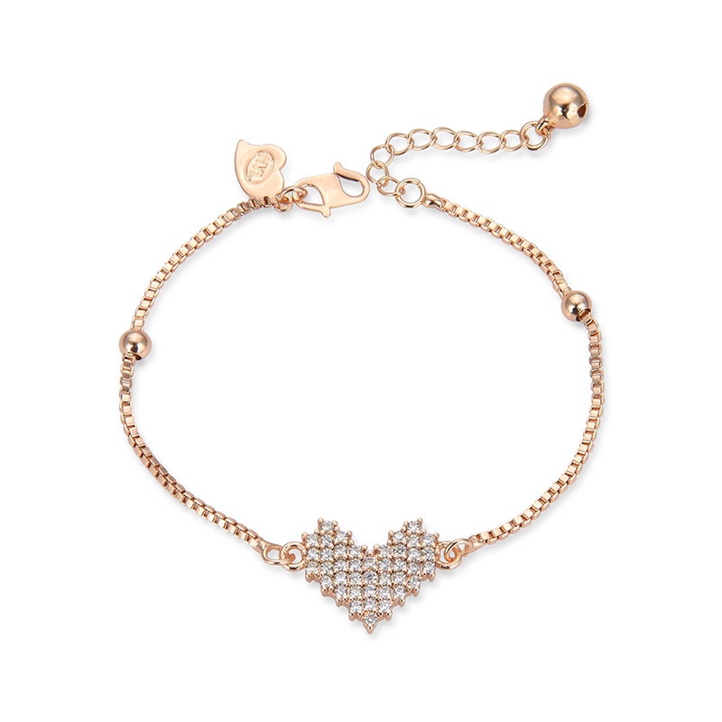 COD Gelang titanium lapis emas bola kristal berlian xuping Perhiasan perak 07b-72b-Emas