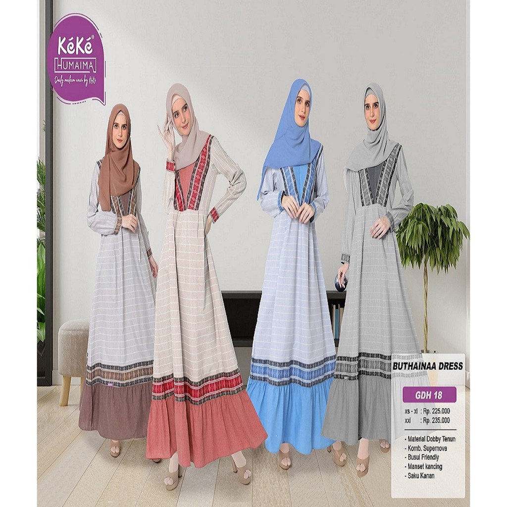 Busana_Keke ~ Buthainaa Dress Keke Humaima Terbaru GDH 18 By Keke