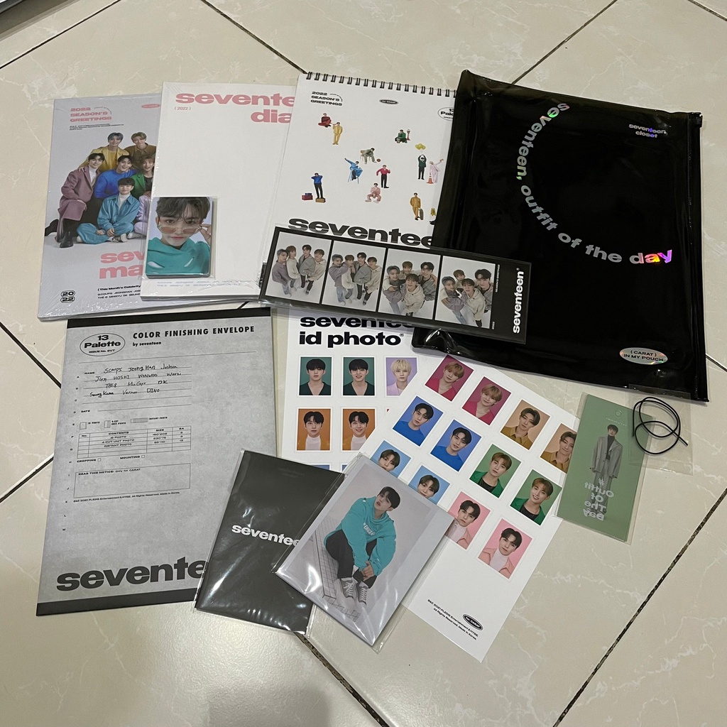 [READY STOCK] PVC POUCH & 4CUT 2022 SEASON'S GREETINGS SEVENTEEN MEMBER SET HOSHI SEUNGKWAN THE8 JUN
