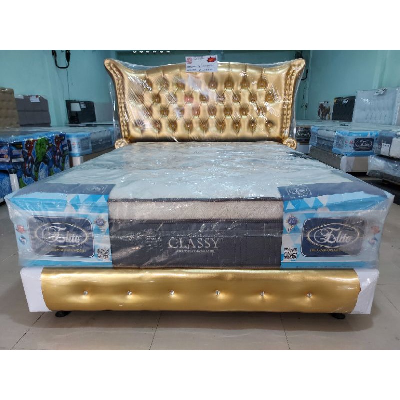 SET Springbed Elite Classy 160x200 Mewah + Divan Sandaran King Crown GOLD