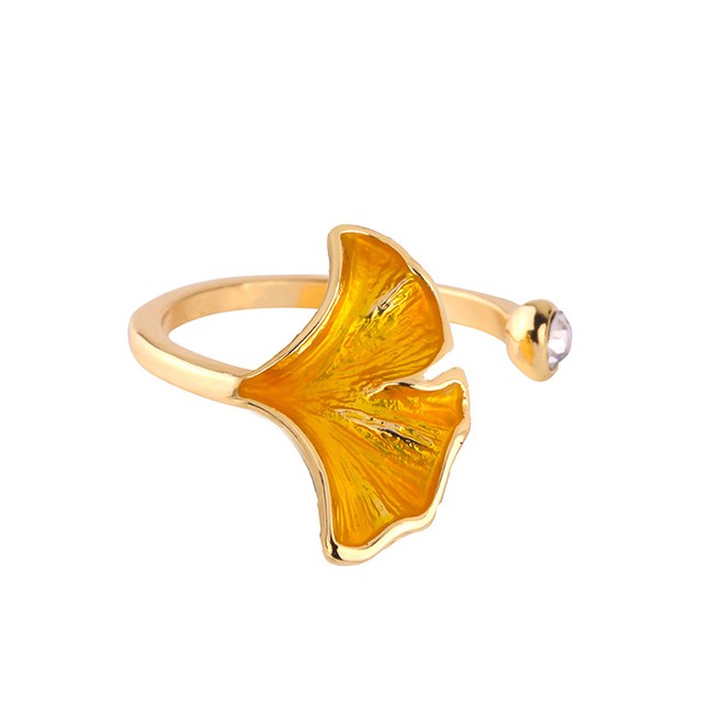 LRC Cincin Fashion Oil Drop Leaf With Diamond Open Ring F52084