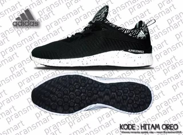 Sepatu Adidas Alphabounce 2.0 Black Neon Orange Navy Hitam Sneakers Running Fitnes Olahraga Pria