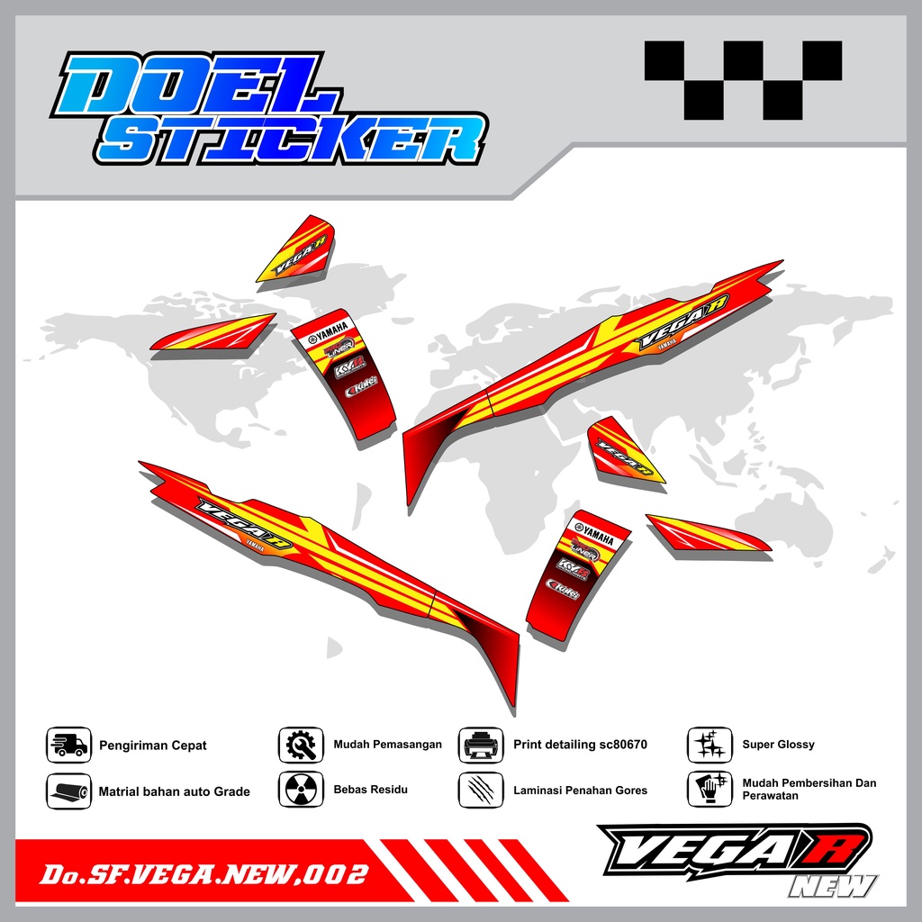 Sticker Striping Vega R New List Variasi Hologram , Crome Doel 002