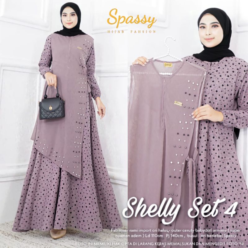 Shelly set 4 bahan inner rammi outer ceruty babydoll by spassy