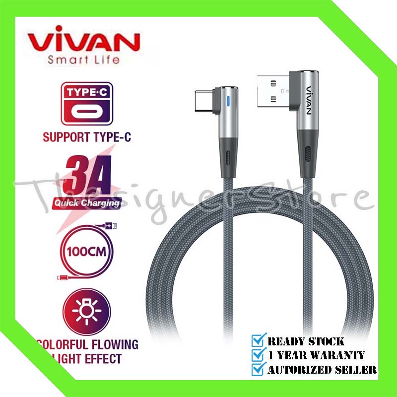 VIVAN BWC100S Kabel Data Type C Fast Charging 3A Gaming Cable 1M - Garansi 1 Tahun