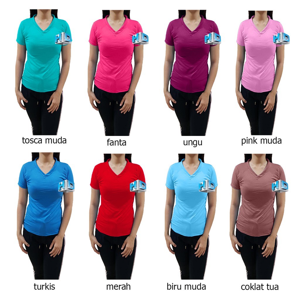 HD V  NECK  wanita  Pendek Kaos  Polos  wanita  Basic Vneck 