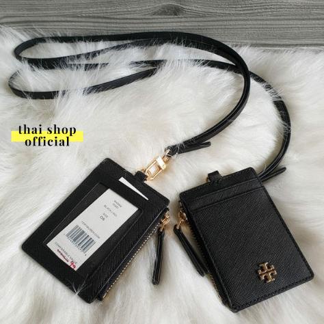 

(100% ORIGINAL) TORY BURCH Lanyard ID Card Holder TB Logo Black