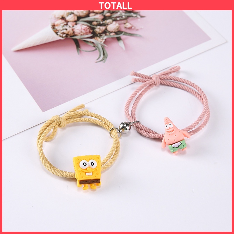 2 Pcs/set Lucu Kartun Magnet Menarik Pecinta Gelang Ikat Rambut Penggunaan Ganda Tali Rambut Hiasan Kepala Perhiasan Sri