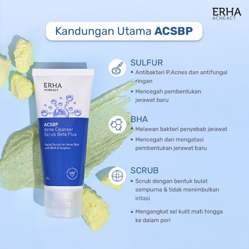 ERHA ACSBP Acne Cleanser Scrub Beta Plus sabun jerawat 60g