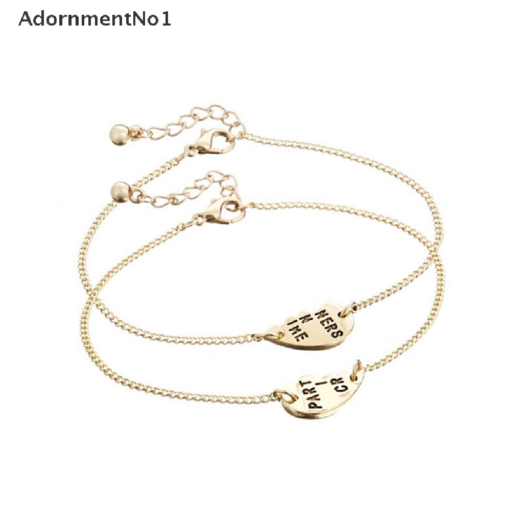 (AdornmentNo1) 2pcs / Set Gelang Tangan Rantai + Liontin Hati Motif Tulisan Best Friends Forever Untuk Wanita