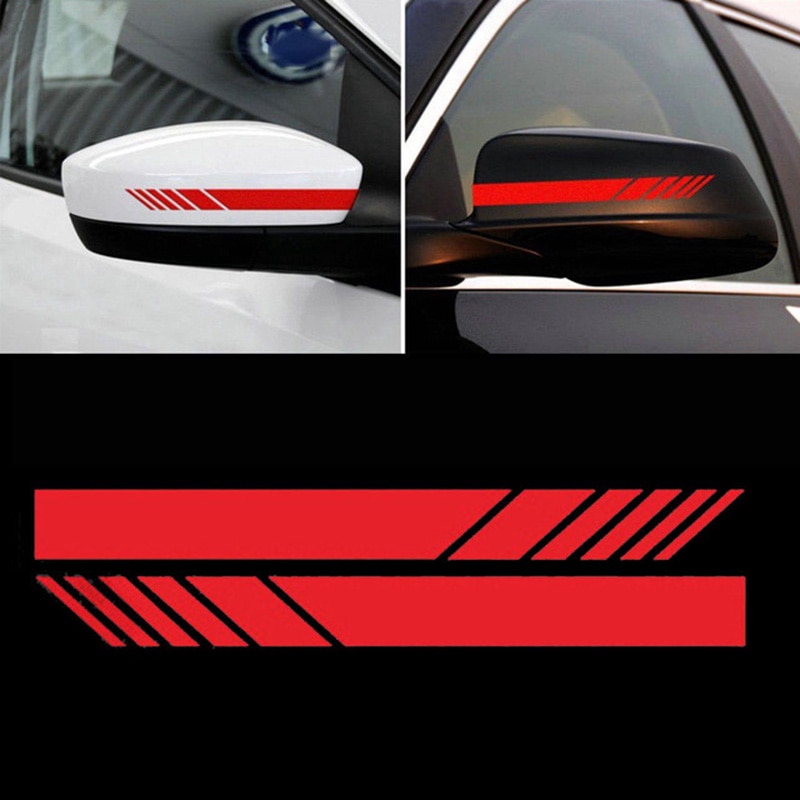 2pcs Stiker Motif Garis Bahan Vinyl Untuk Dekorasi Kaca Spion Mobil