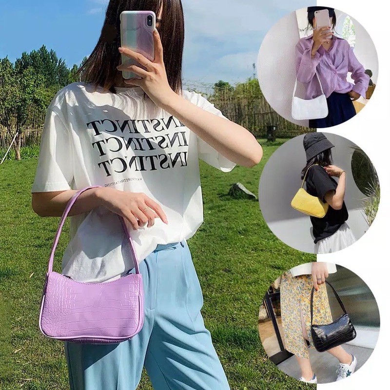 Tas Vintage Croco , Croco Bag , Tas Slempang Wanita Terbaru