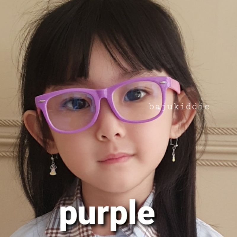 KACAMATA ANAK ANTI RADIASI GADGET COMPUTER LAPTOP HP BLUERAY BLUE LIGHT + UV PROTECTION-Purple