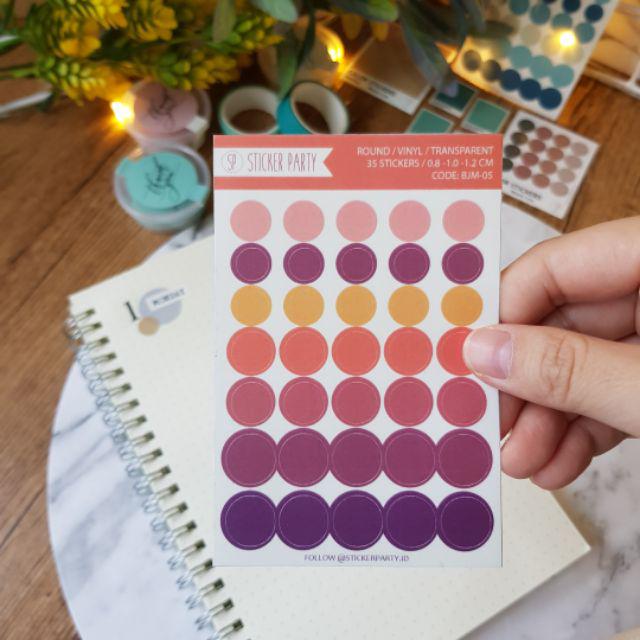 [Sticker Party] Sticker Dot Mini Transparan Bulat Warna Palette Gradasi 0,8 CM- 1CM-05-Candy