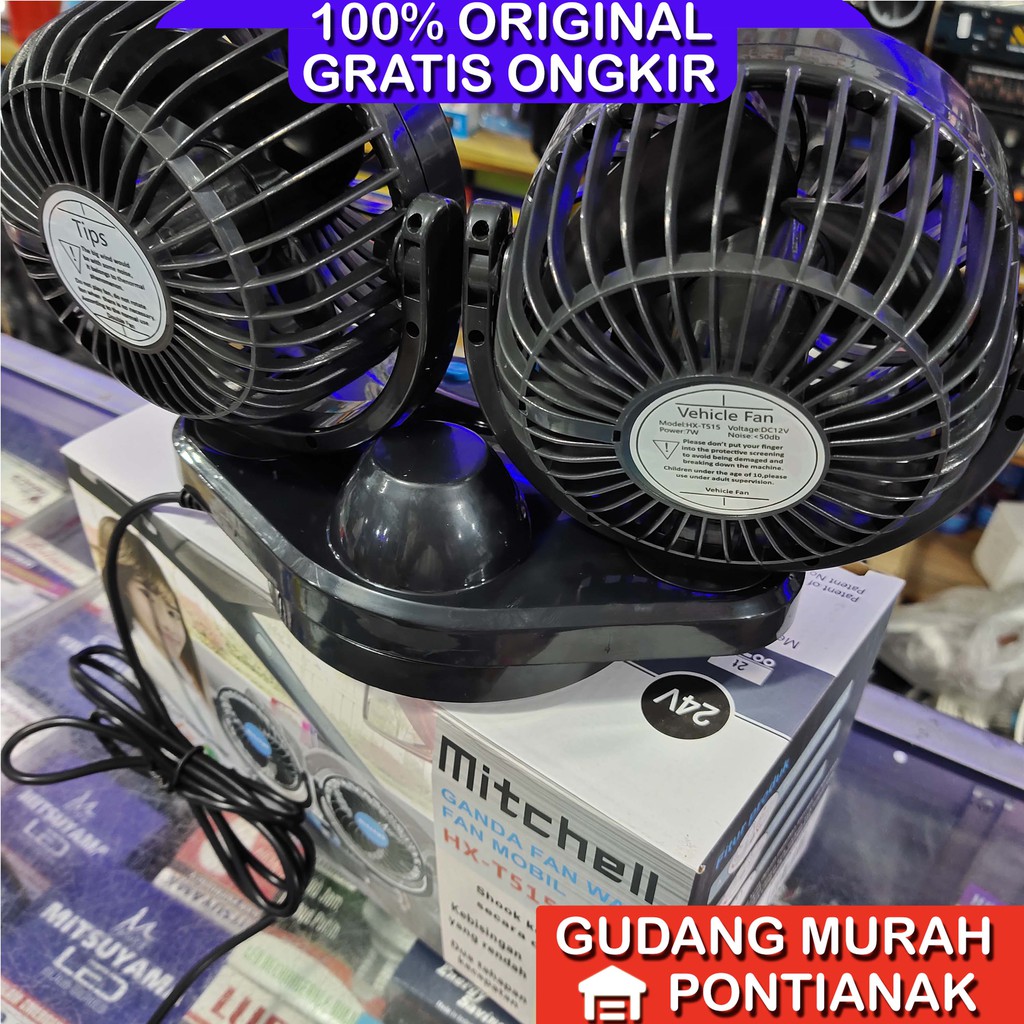 Kipas Angin Mobil SWING BISA GELENG UKURAN JUMBO 5 in HX-T515 /516 pendingin DC 12 / 24Volt Mitchell