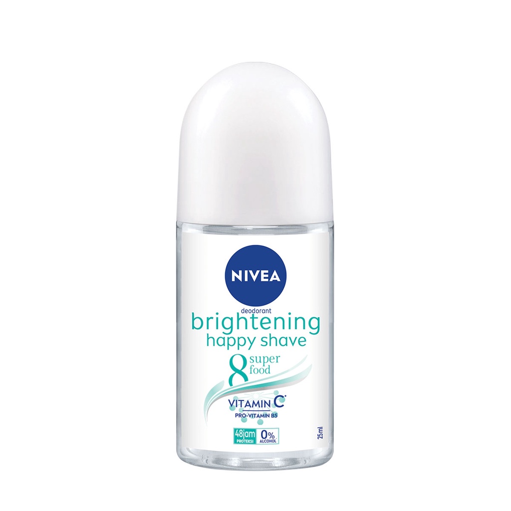 NIVEA Deodorant Roll On Brightening Happy Shave 25ml - Mencerahkan &amp; ketiak halus tanpa iritasi