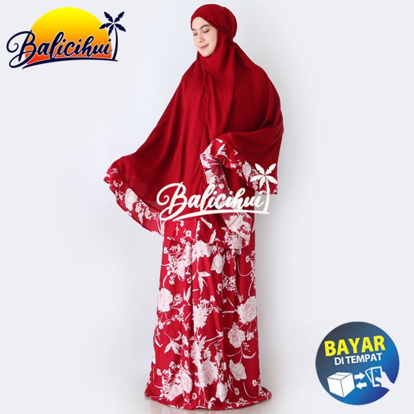 Balicihui Mukena Alina Maroon 1 Mukena Bali Dewasa by Balicihui