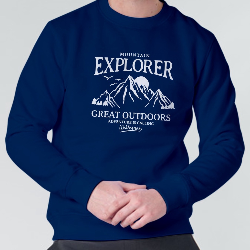 SWEATER PRIA MOUNTAIN EXPLORER - CREWNECK PRIA KEREN - ATASAN TEBAL PREMIUM