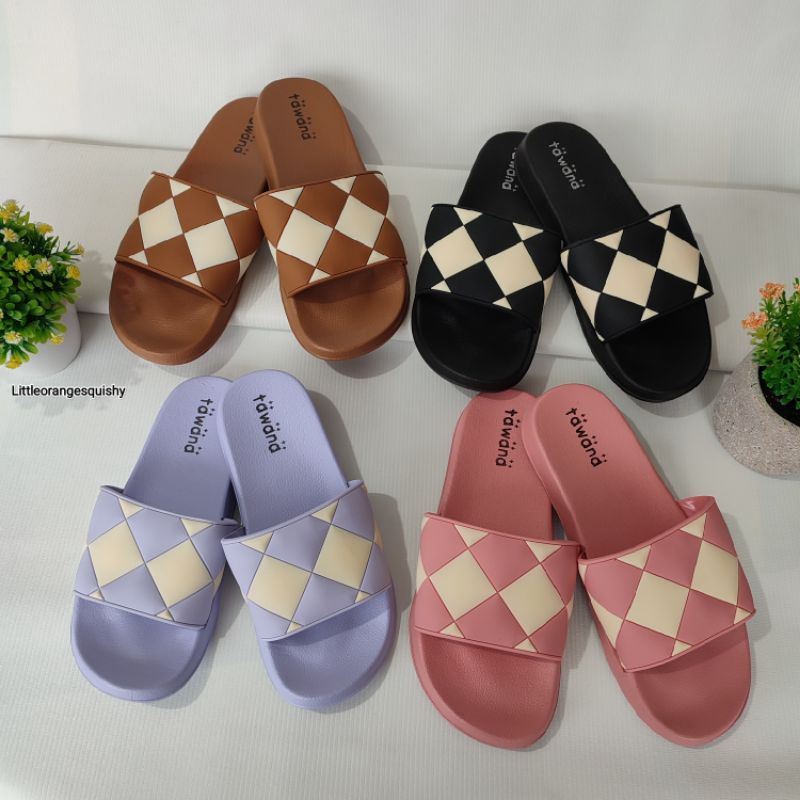 Sendal Tawana Slop Dadu Pastel Sandal Wanita Import