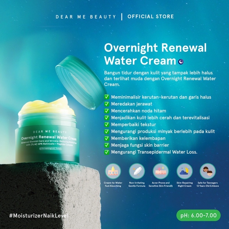 Dear Me Beauty Overnight Renewal Water Cream