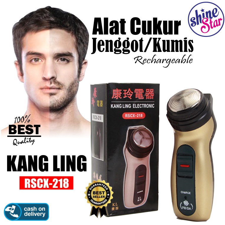 SHINE STAR - [COD/BAYAR DITEMPAT] Alat Cukur Jenggot Elektrik - Shaver KANG LING Electronic RSCX-218 / NS 216 Rechargeable Alat Cukur Kumis dan Jenggot Brewok / Alat Cukur Rambut Happy King - Warna Random