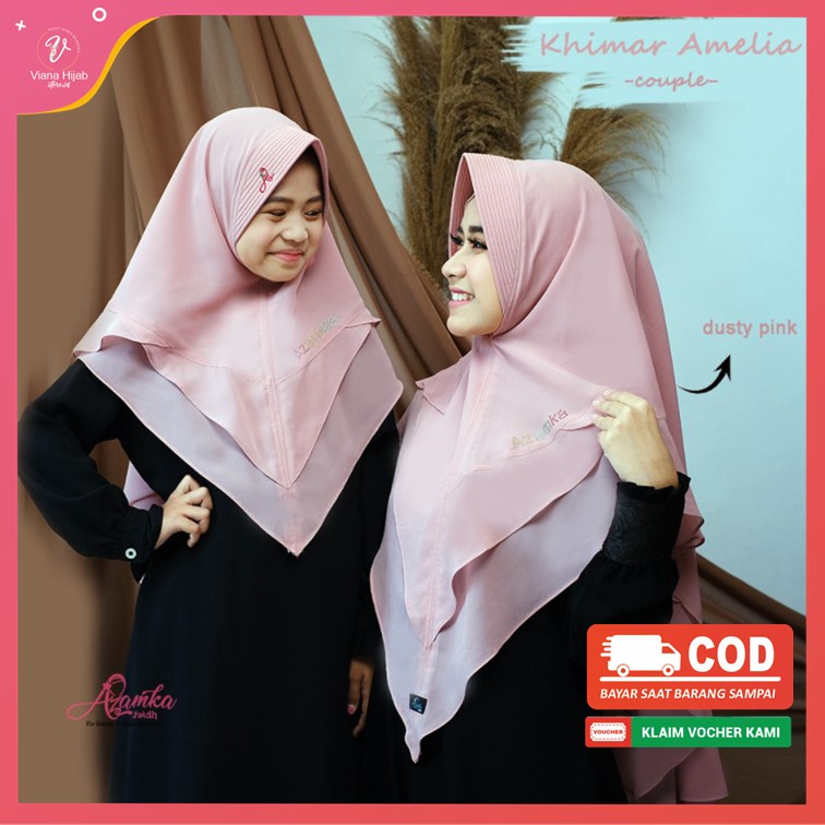 Jilbab Couple Ibu Anak Khimar Amelia By Azamka Hijab Mom Kids Bahan Ceruty Babydoll